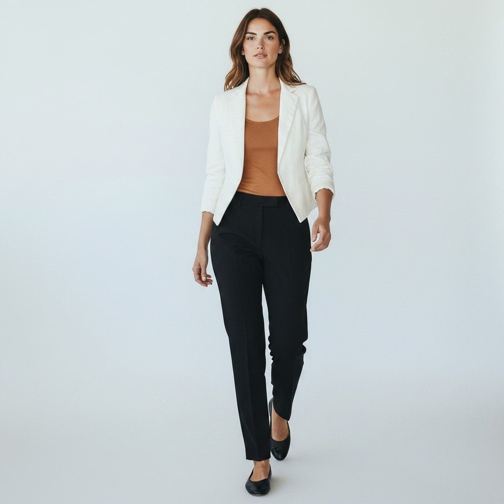 AKRIS 100% Linen Cropped Blazer 4 Cream Quiet Luxury Minimalist Old Money